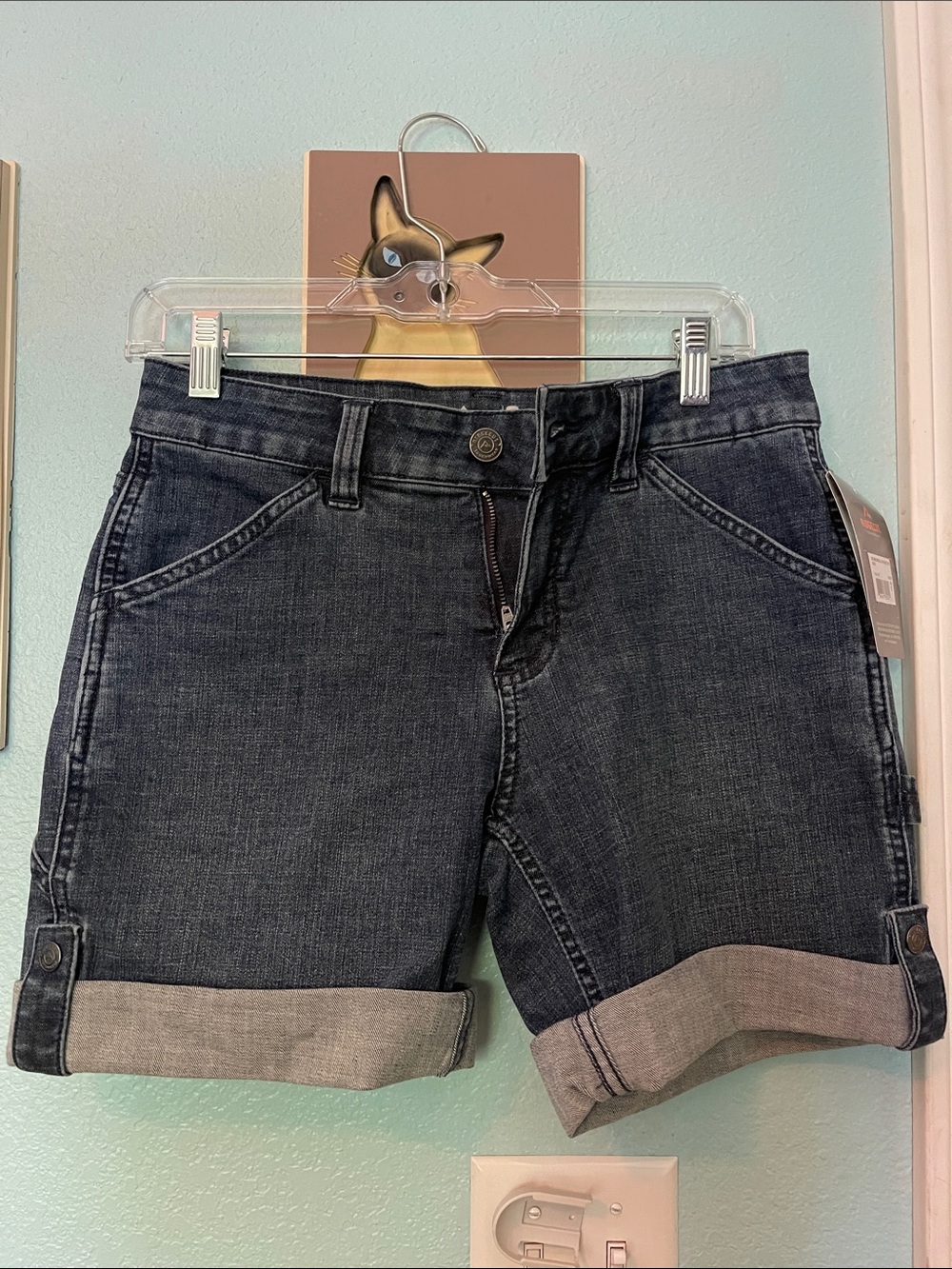 Dark Wash Denim Cuffed Women's Shorts